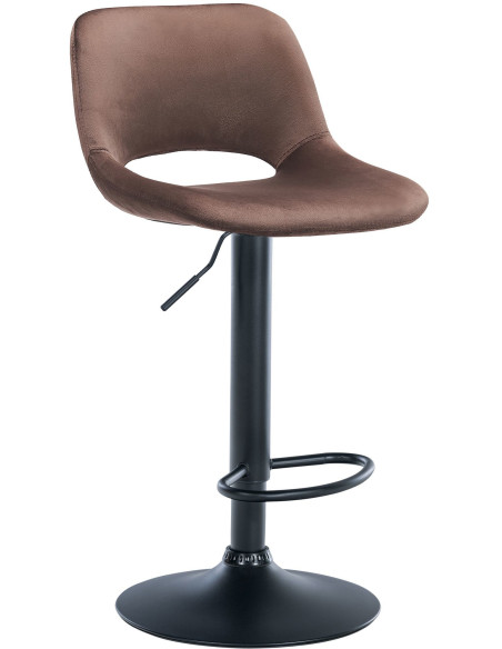Tabouret de bar moderne en Velours Marron Métal Noir Zyrion - 1