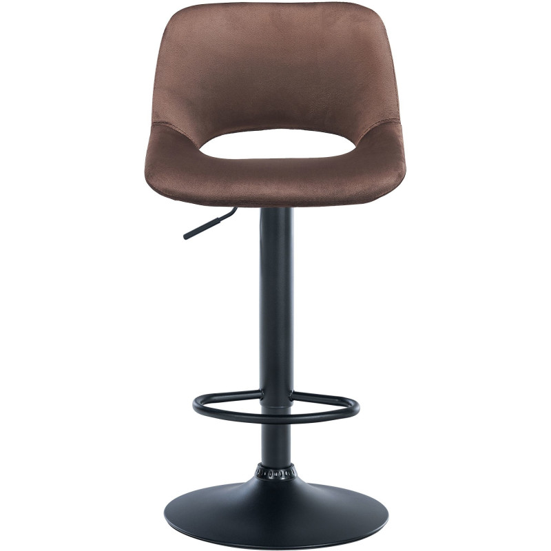 Tabouret de bar moderne en Velours Marron Métal Noir Zyrion - 2