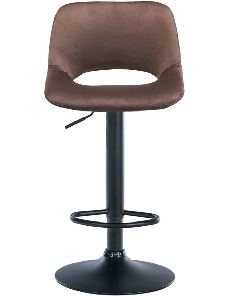 Tabouret de bar moderne en Velours Marron Métal Noir Zyrion - 2