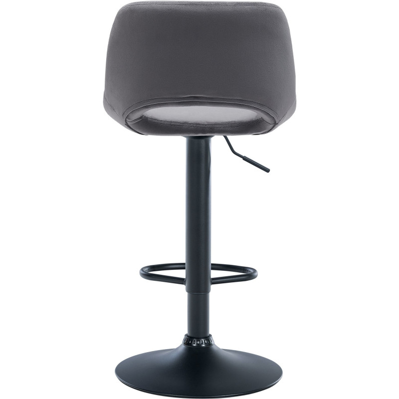 Tabouret de bar moderne en Velours Gris foncé Métal Noir Zyrion - 3