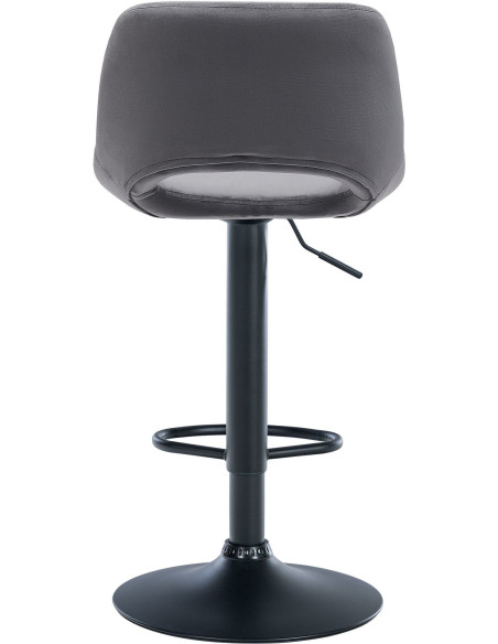 Tabouret de bar moderne en Velours Gris foncé Métal Noir Zyrion - 3