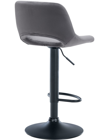 Tabouret de bar moderne en Velours Gris foncé Métal Noir Zyrion - 4