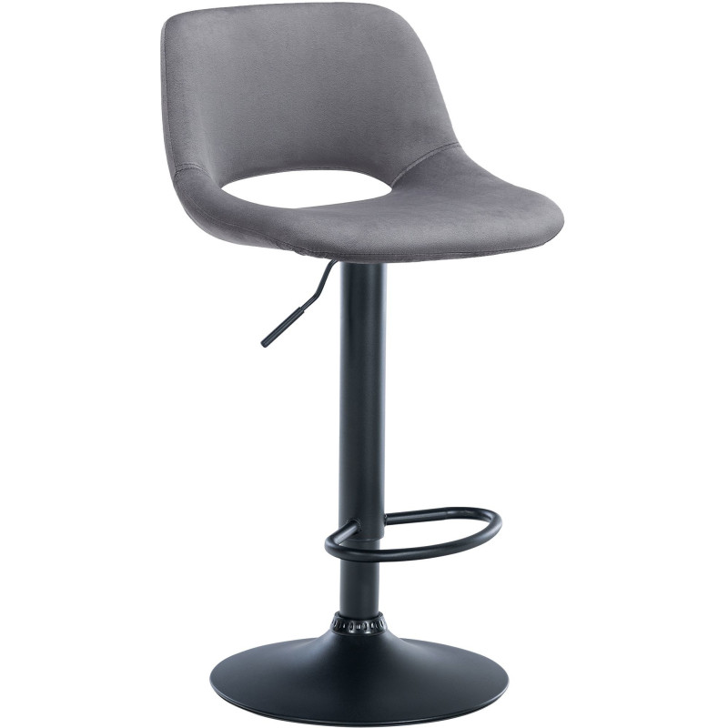 Tabouret de bar moderne en Velours Gris foncé Métal Noir Zyrion - 1