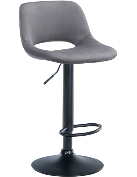Tabouret de bar moderne en Velours Gris foncé Métal Noir Zyrion - 1