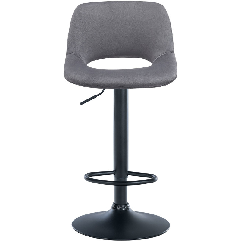 Tabouret de bar moderne en Velours Gris foncé Métal Noir Zyrion - 2