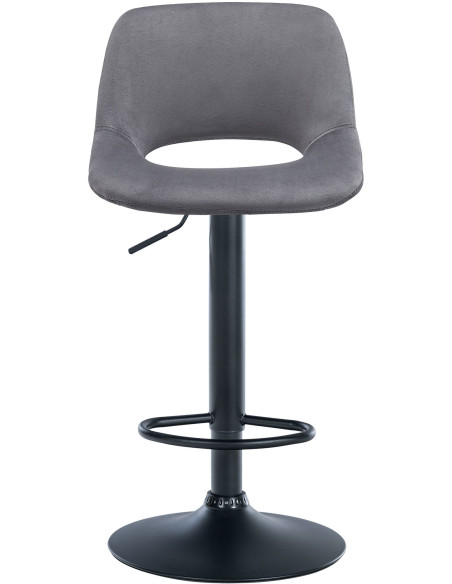 Tabouret de bar moderne en Velours Gris foncé Métal Noir Zyrion - 2