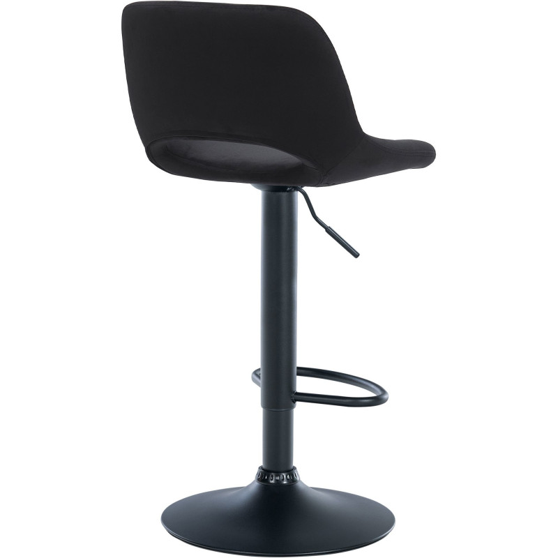 Tabouret de bar moderne en Velours Noir Métal Noir Zyrion - 3