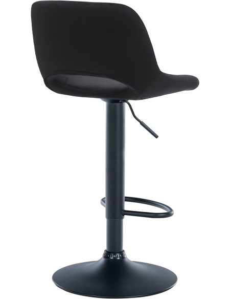 Tabouret de bar moderne en Velours Noir Métal Noir Zyrion - 3