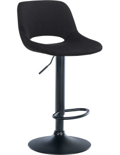 Tabouret de bar moderne en Velours Noir Métal Noir Zyrion - 1