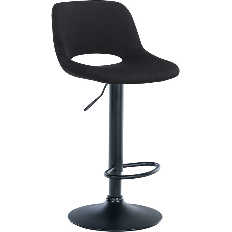 Tabouret de bar moderne en Velours Noir Métal Noir Zyrion - 1