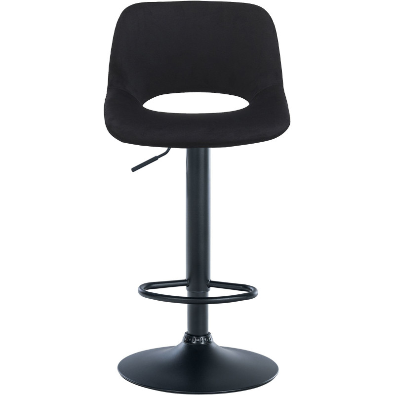 Tabouret de bar moderne en Velours Noir Métal Noir Zyrion - 5