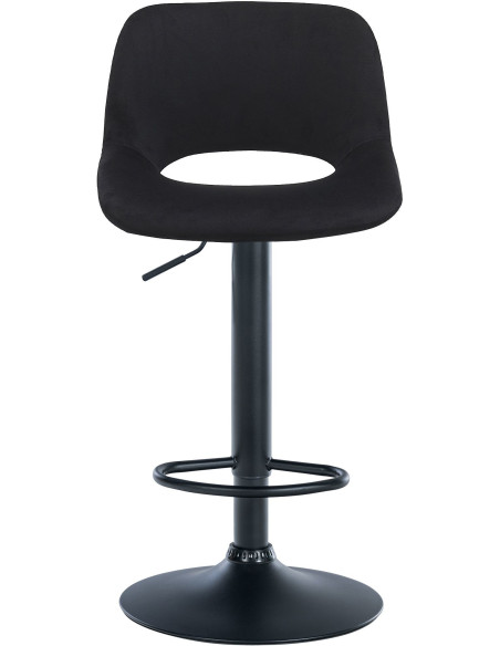 Tabouret de bar moderne en Velours Noir Métal Noir Zyrion - 5