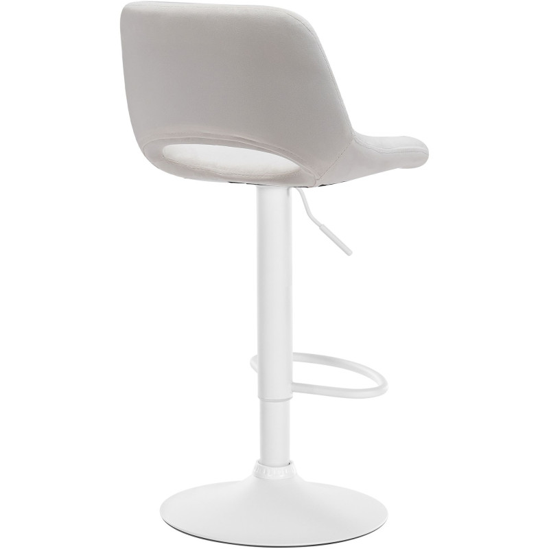 Tabouret de bar moderne en Velours Blanc crème Métal Blanc Zyrion - 3