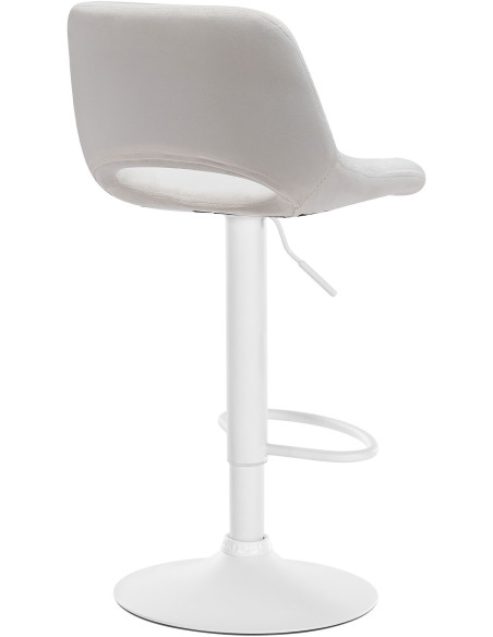 Tabouret de bar moderne en Velours Blanc crème Métal Blanc Zyrion - 3