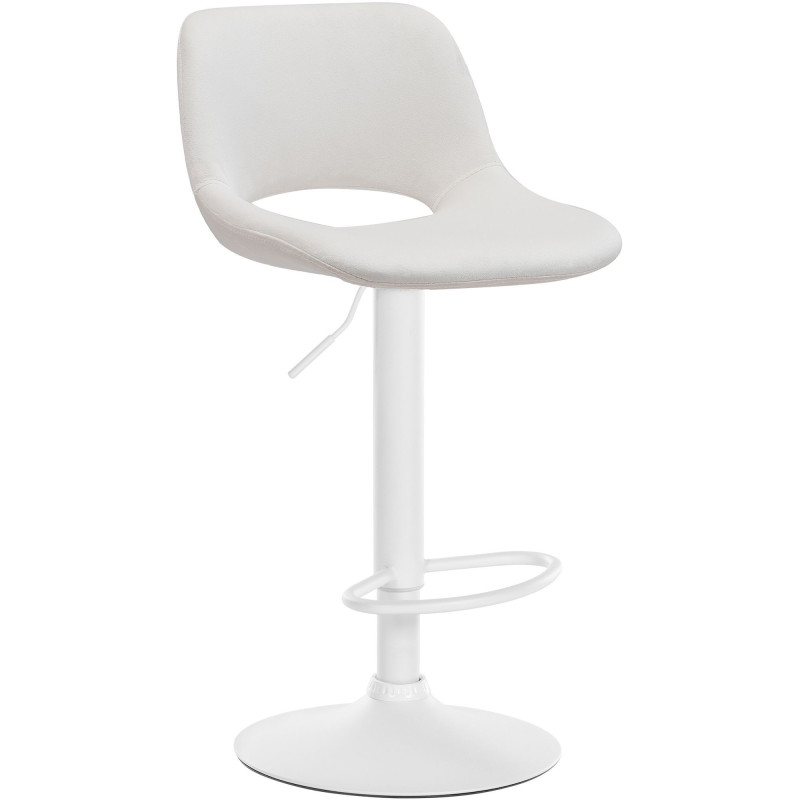 Tabouret de bar moderne en Velours Blanc crème Métal Blanc Zyrion - 1