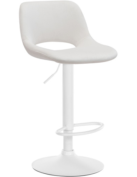 Tabouret de bar moderne en Velours Blanc crème Métal Blanc Zyrion - 1
