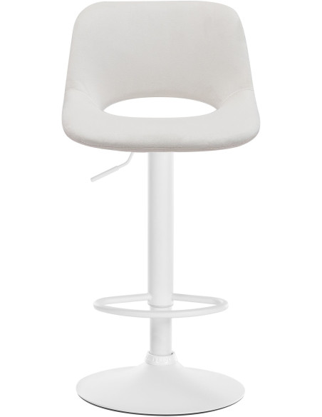 Tabouret de bar moderne en Velours Blanc crème Métal Blanc Zyrion - 5