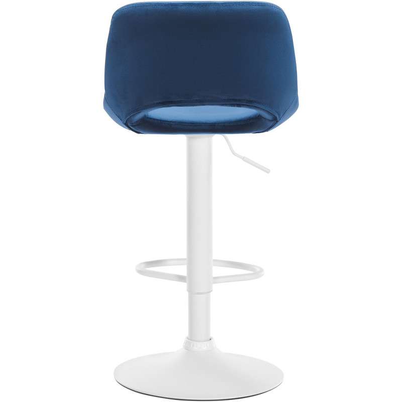 Tabouret de bar moderne en Velours Bleu Métal Blanc Zyrion - 2