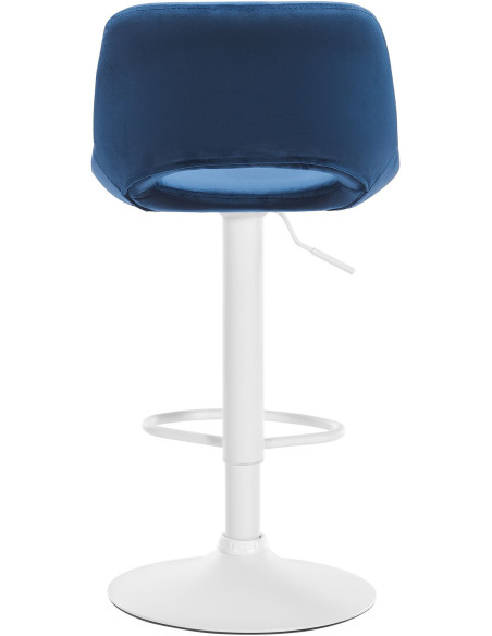 Tabouret de bar moderne en Velours Bleu Métal Blanc Zyrion - 2