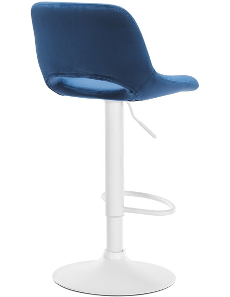 Tabouret de bar moderne en Velours Bleu Métal Blanc Zyrion - 3