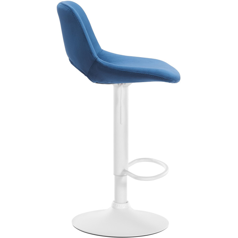 Tabouret de bar moderne en Velours Bleu Métal Blanc Zyrion - 4