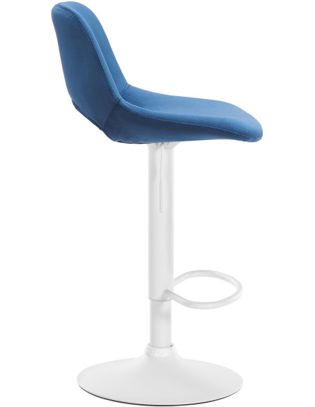 Tabouret de bar moderne en Velours Bleu Métal Blanc Zyrion - 4