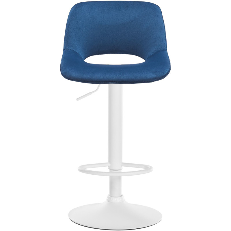 Tabouret de bar moderne en Velours Bleu Métal Blanc Zyrion - 5