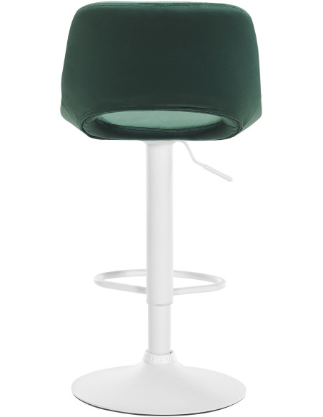 Tabouret de bar moderne en Velours Vert Métal Blanc Zyrion - 2