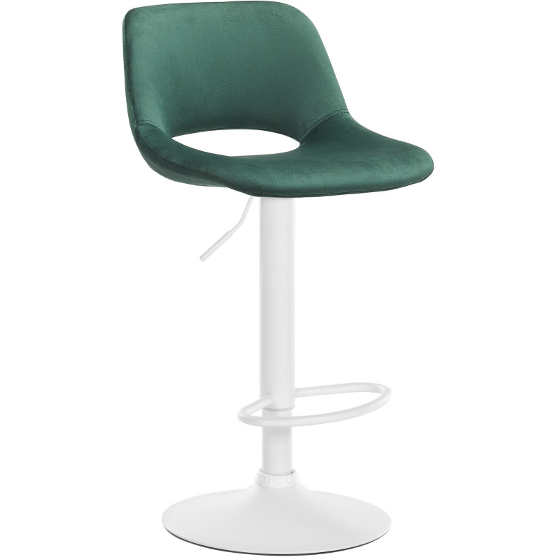 Tabouret de bar moderne en Velours Vert Métal Blanc Zyrion - 1