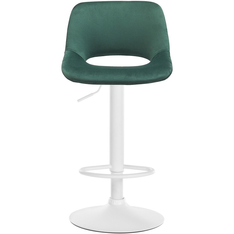 Tabouret de bar moderne en Velours Vert Métal Blanc Zyrion - 5