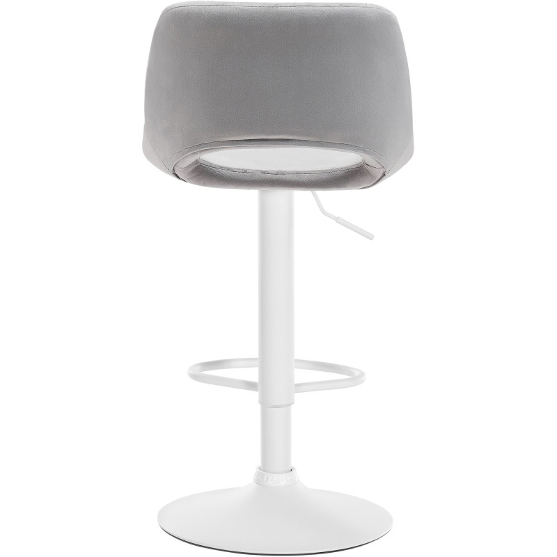 Tabouret de bar moderne en Velours Gris clair Métal Blanc Zyrion - 2