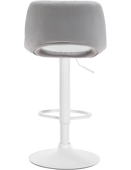 Tabouret de bar moderne en Velours Gris clair Métal Blanc Zyrion - 2