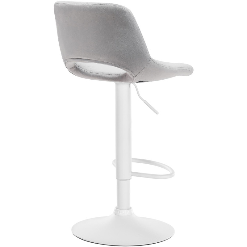 Tabouret de bar moderne en Velours Gris clair Métal Blanc Zyrion - 3