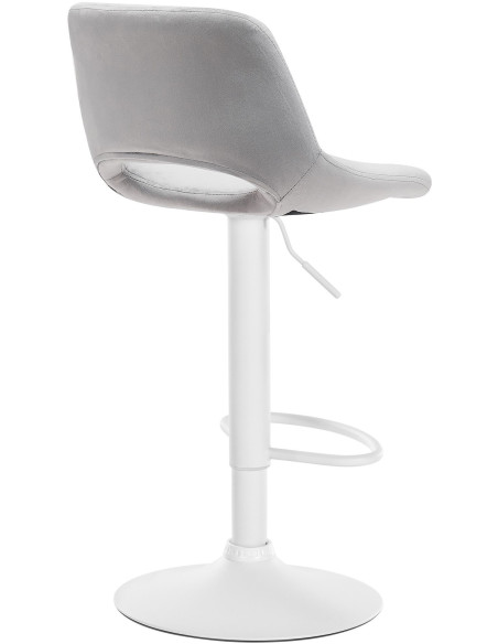Tabouret de bar moderne en Velours Gris clair Métal Blanc Zyrion - 3