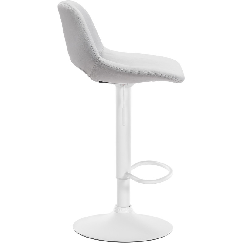 Tabouret de bar moderne en Velours Gris clair Métal Blanc Zyrion - 4
