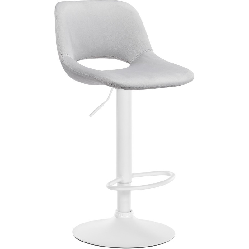 Tabouret de bar moderne en Velours Gris clair Métal Blanc Zyrion - 1