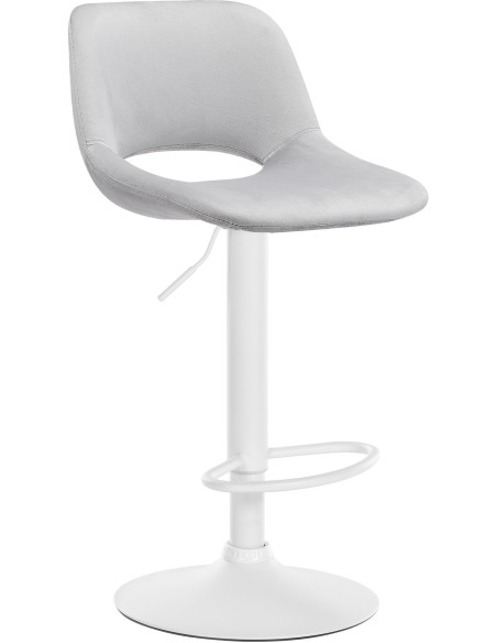 Tabouret de bar moderne en Velours Gris clair Métal Blanc Zyrion - 1