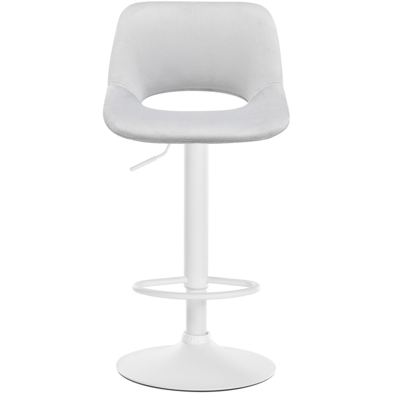 Tabouret de bar moderne en Velours Gris clair Métal Blanc Zyrion - 5