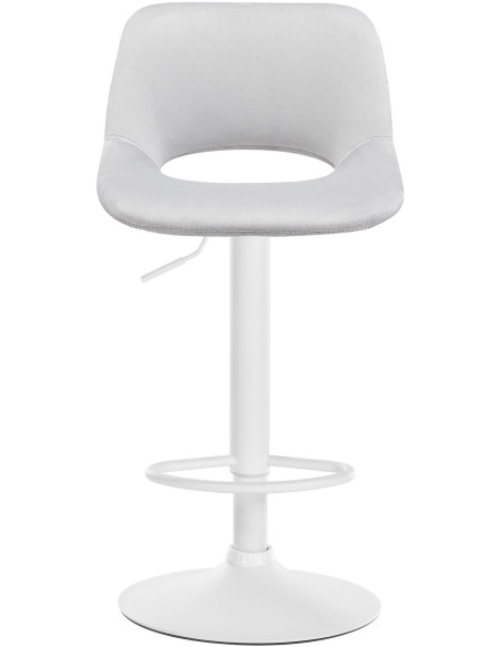 Tabouret de bar moderne en Velours Gris clair Métal Blanc Zyrion - 5
