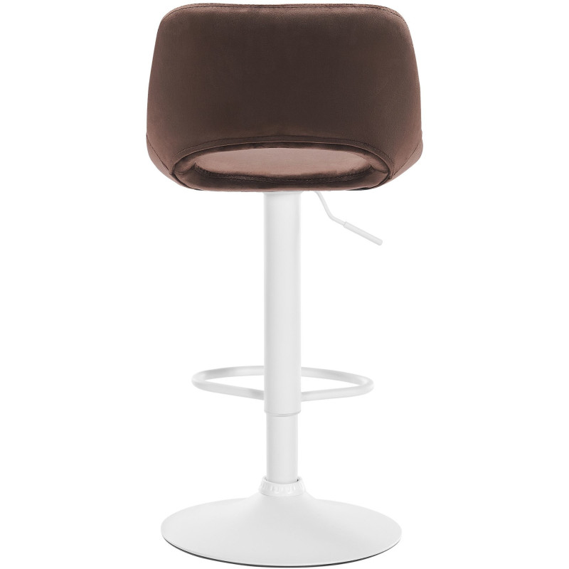 Tabouret de bar moderne en Velours Marron Métal Blanc Zyrion - 2