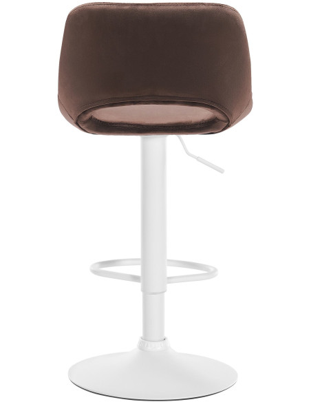 Tabouret de bar moderne en Velours Marron Métal Blanc Zyrion - 2