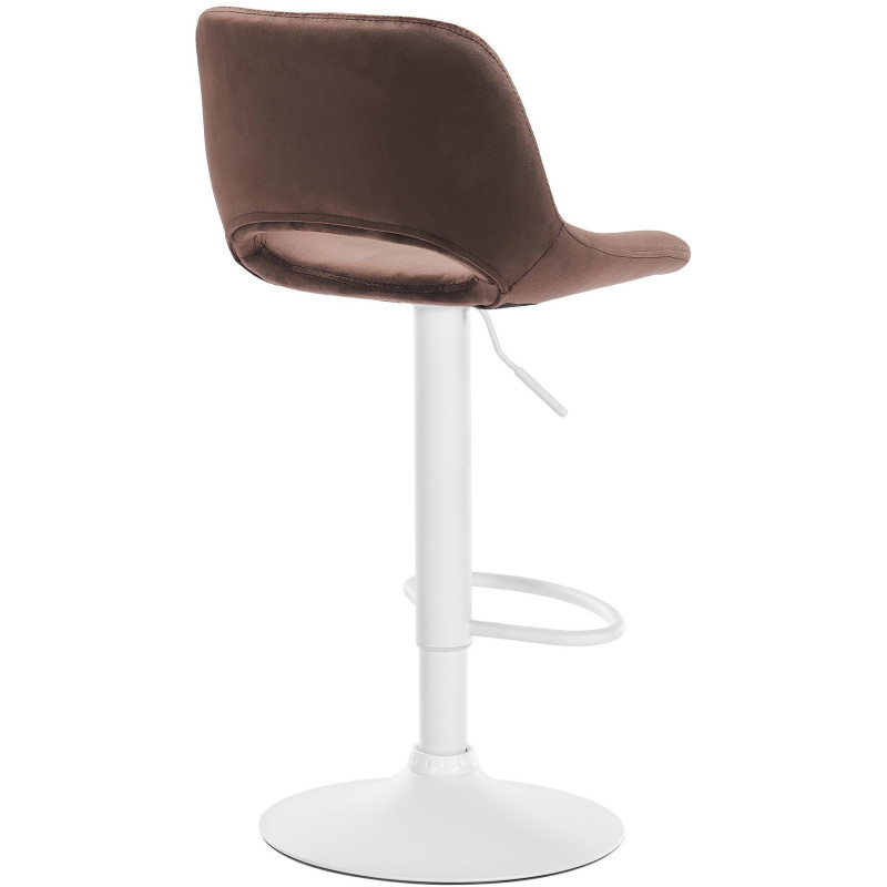 Tabouret de bar moderne en Velours Marron Métal Blanc Zyrion - 3