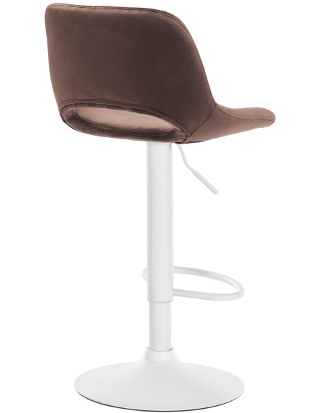 Tabouret de bar moderne en Velours Marron Métal Blanc Zyrion - 3