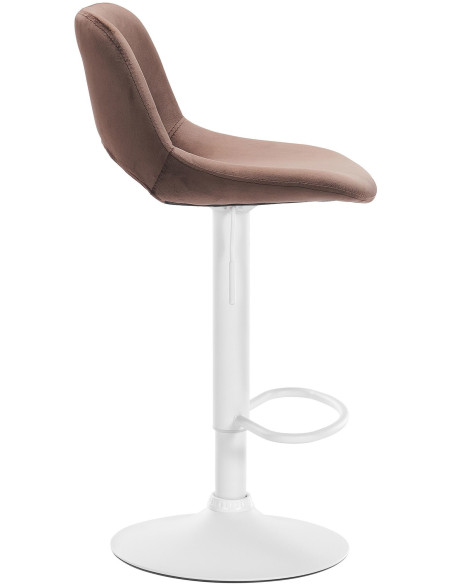 Tabouret de bar moderne en Velours Marron Métal Blanc Zyrion - 4