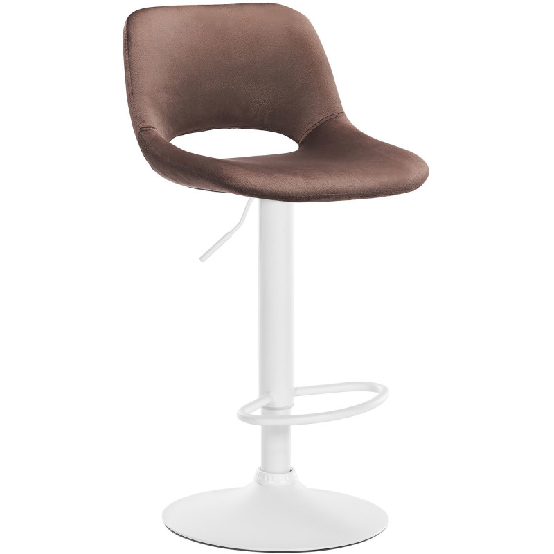 Tabouret de bar moderne en Velours Marron Métal Blanc Zyrion - 1