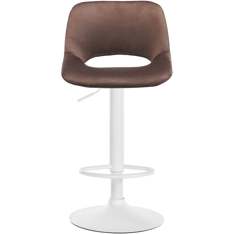 Tabouret de bar moderne en Velours Marron Métal Blanc Zyrion - 5