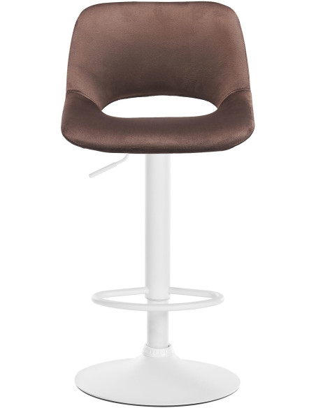 Tabouret de bar moderne en Velours Marron Métal Blanc Zyrion - 5