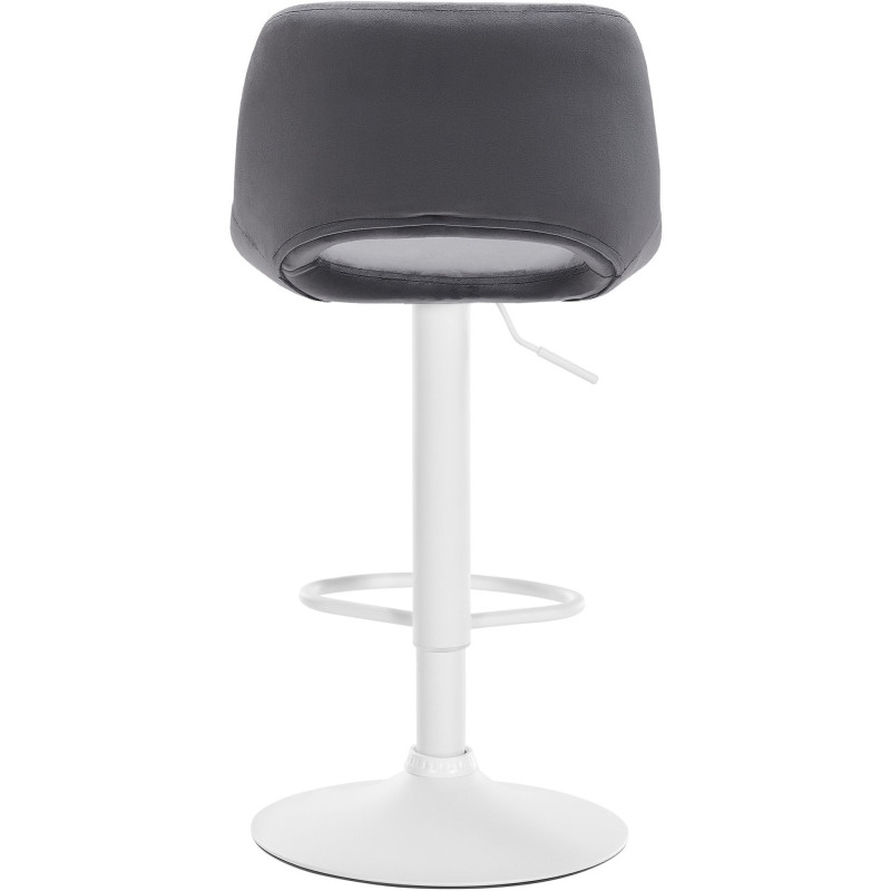 Tabouret de bar moderne en Velours Gris foncé Métal Blanc Zyrion - 3