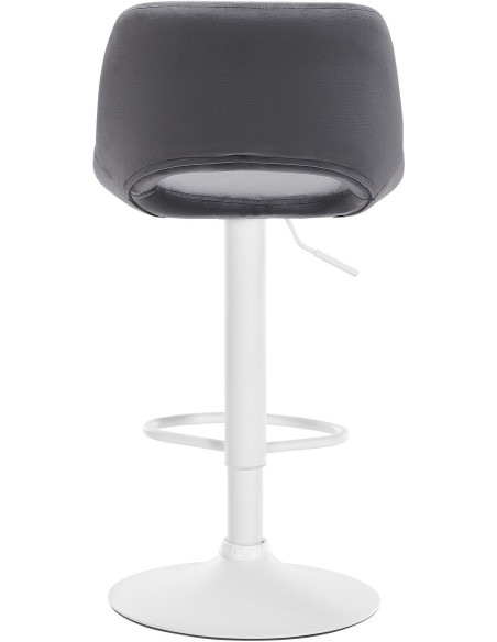 Tabouret de bar moderne en Velours Gris foncé Métal Blanc Zyrion - 3