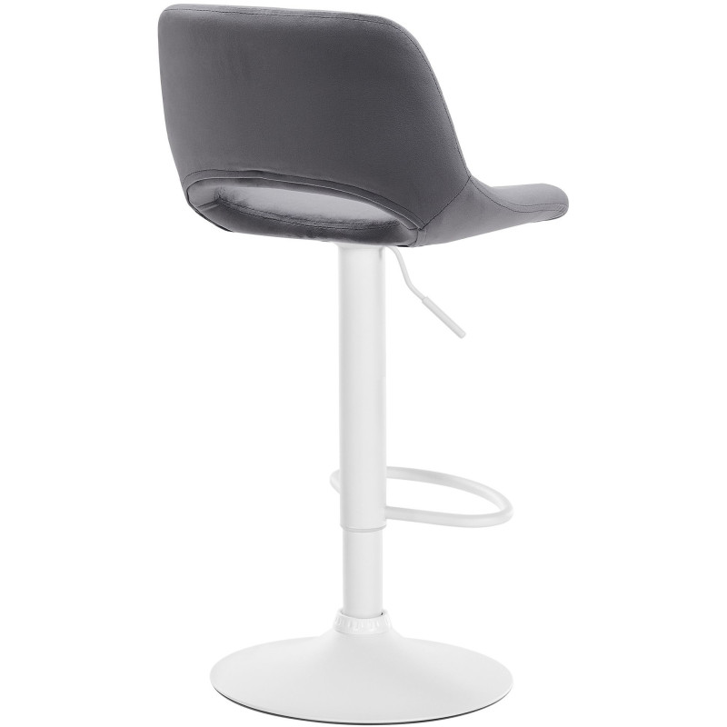 Tabouret de bar moderne en Velours Gris foncé Métal Blanc Zyrion - 4